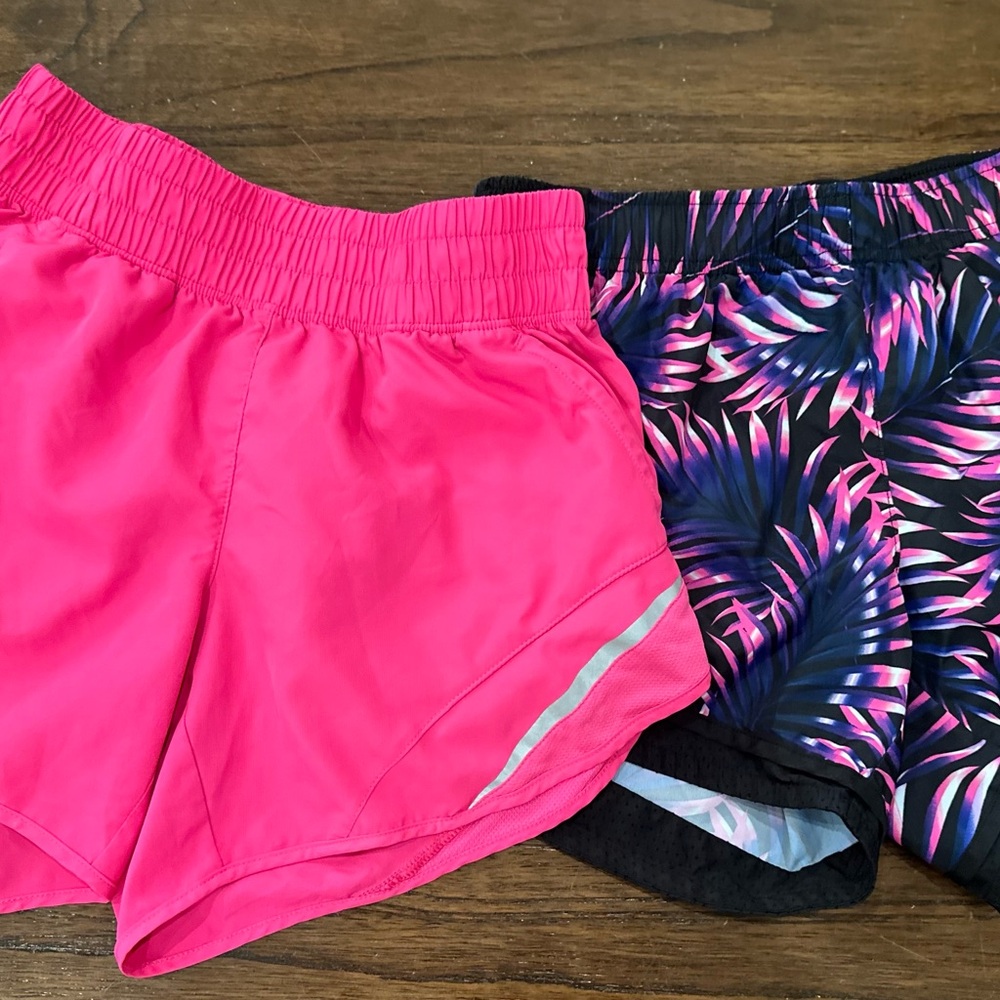 Pink and Black/Pink Patterned Athletic Shorts Set
